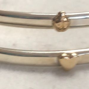 Sterling silver bangle bracelet with gold accents